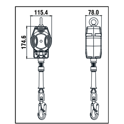 KRATOS SAFETY - Antichute à rappel automatique câble / 3,50 m - HELIXON - utilisation verticale seulement